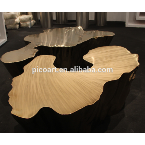 Plated golden coffee table metal decorations stainless steel outdoor funiture